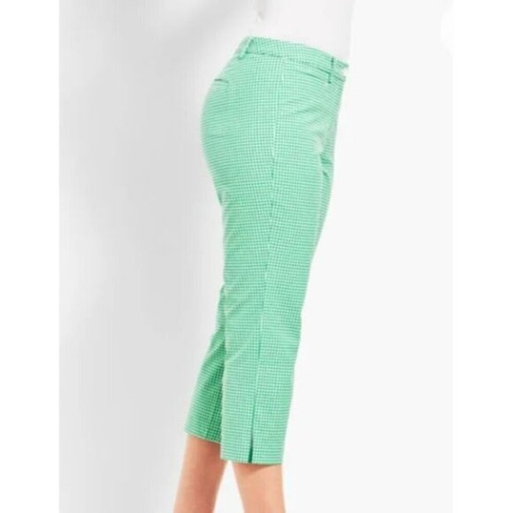 EUC Talbots‎ Green Gingham Perfect Skimmer Cropped Pants Size 8 - Picture 3 of 13
